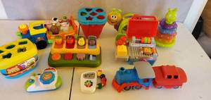 LOT OF BABY TOYS NOISE MAKING BUTTONS STACKING SORTING LITTLE FARM PEOPLE FISHER PRICE GRILL ROLLING CATERPILLER CAMERA