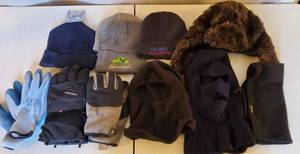 LOT OF WINTER FUR MOSSIMO HAT SKI MASKS COLUMBIA GLOVES NECK WARMER