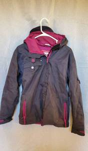 GRAY & FUSHIA MARKER WINTER JACKET WITH HOOD GIRLS SIZE 14