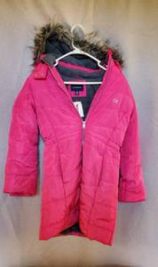 BRAND NEW WITH TAGS HOT PINK CALVIN KLEIN JEANS LONG PUFFER JACKET WITH FUR HOOD GIRLS SIZE LARGE 1214