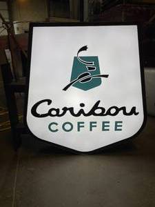 lot 16 image: Caribou Coffee double-sided interior lit sign