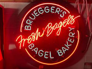 lot 28 image: Brueggers Fresh Bagels neon sign