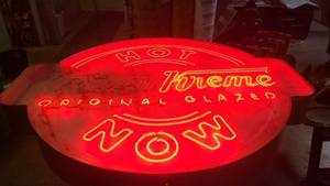 lot 12 image: Krispy Kreme Donuts Hot Now neon sign