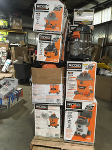 Pallet of assorted Ridgid Wet Vacuums Blower - Various Sizes and Conditions - Customer Returns - Review all pictures