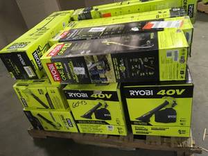 Mix lot of assorted Ryobi Blowers and Trimmers, Customer Returns - Review all pictures