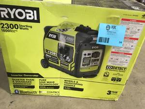 RYOBI 2,300-Watt Recoil Start Bluetooth Super Quiet Gasoline Powered Digital Inverter Generator with CO Shutdown Sensor- Review all pictures - Used Customer return