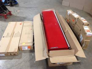 Lot with Garage items, Caster Wheels and shelf review pictures customer returns