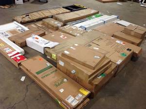 Lot of assorted items Decorative Sheets, ned cabinets, shelves and more various models and conditions customer returns see pictures
