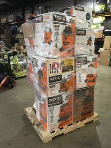 Pallet of Assorted Ridgid Shop Vacs - Various Models and Conditions - customer returns Review all pictures