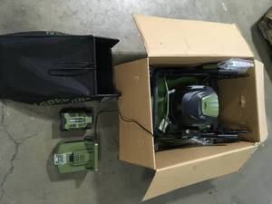 Green Machine 62V Cordless 3-in-1 High Wheel Push Walk Behind Mower, Brushless 22 In. Cutting Width with Battery and Rapid customer return  Charger