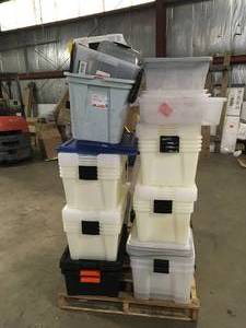 Pallet with assorted storage bins various models and conditions customer returns see pictures