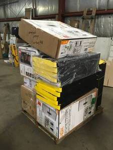 Pallet with assorted cabinets and shelves various models and conditions customer returns see pictures