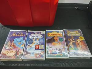 lot 3 image: Walt Disney VHS Collection of 20 VHS Tapes and VHS Player (Tested Working) Bin Not Included