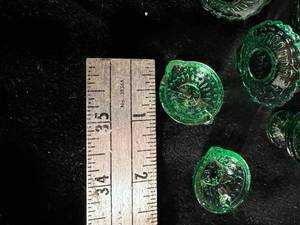 lot 92 image: Very Miniature Green Glass Tea Set