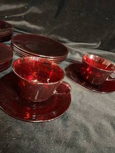 lot 157 image: Set of Cranberry Red Glass Dishware