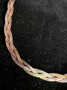 lot 148 image: 3-Toned Silver Braided Herringbone Necklace and Earrings