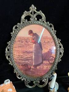 lot 130 image: Vintage Gold Framed Picture and Decorative Figurines