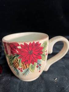 lot 100 image: Set of 2 Floral Mugs, Vase, and Bud Vase