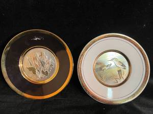 lot 110 image: Set of 4 24K Chokin-Styled Japanese Floral Gold Plates
