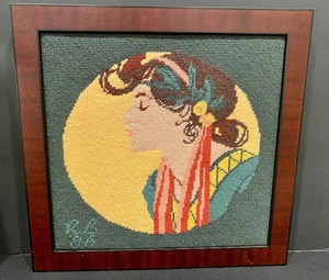 lot 110 image: Two Fun Vintage Art Deco Framed Needlepoint Pieces