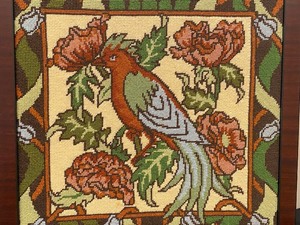 lot 86 image: Pair of Vintage Framed Needlepoint Bird Themed Pieces of Art