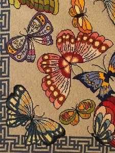 lot 87 image: Large Beautiful Framed Vintage Butterfly Themed Needlepoint
