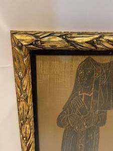 lot 186 image: Praying Monk Framed Rubbing with Ornate Gold Frame
