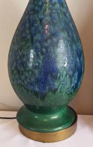 lot 3 image: Pair of Vintage Mid Century Blue and Green Table Lamps