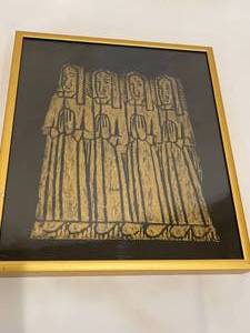 lot 250 image: 2 Praying Monks Framed Art Rubbings with Gold Frames