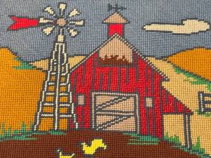 lot 252 image: Vintage Farmhouse Needlepoint Piece