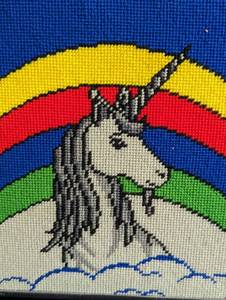 lot 160 image: Three Framed Unicorn Needlepoints