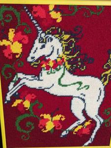 lot 161 image: Pair of Magical Unicorn Needlepoints