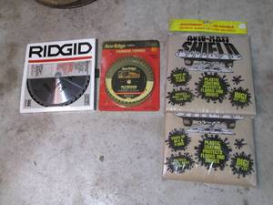 Saw blades and garage floor drip pr...