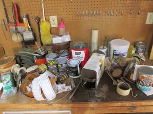 Lot of painting, cans of nails and ...