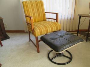 Vintage wood framed chair and foot ...