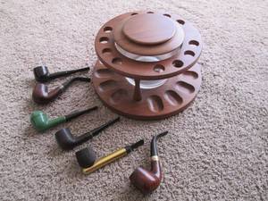 Pipe rack with assorted pipes...