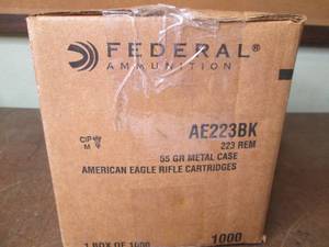 Box of 1000 Federal 55 grain 223 re...