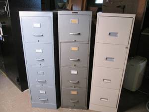 3 Metal filing cabinets, 52 tall 2...