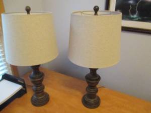 2 Wood base table lamps...