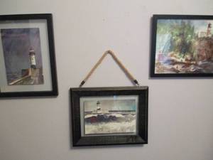 3 Original framed lighthouse water ...