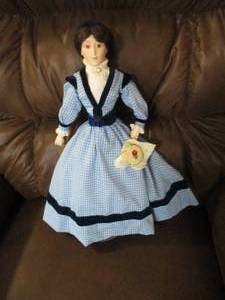 Porcelain doll on stand, figure fro...