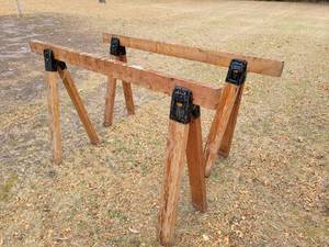 lot 235 image: Pair of Wood Sawhorses - 62 x 34 tall - NO SHIPPING