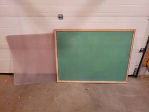 lot 179 image: Vintage Green Classroom Chalkboard - Approx. 49 x 37 and Office Chair Mat - NO SHIPPING