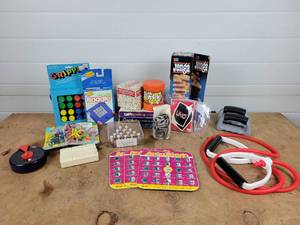 lot 187 image: Lot of Games, Puzzles, Jump Rope, Weights and More