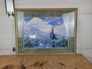 lot 254 image: Beautiful Mountainscape Framed Print - D. Oliver -  Approx. 35 x 27