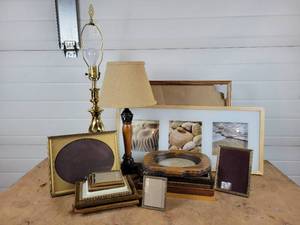 lot 275 image: Lot of Assorted Frames and (2) Table Lamps - NO SHIPPING