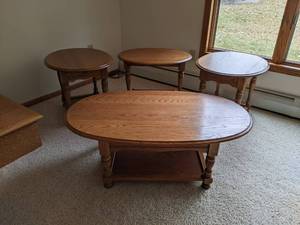 lot 129 image: Coffee Table and (3) Side Tables - NO SHIPPING
