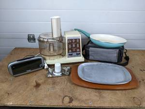 lot 155 image: Hamilton Beach Food Processor, Steak Platter, Frying Pan, and MORE NO SHIPPING