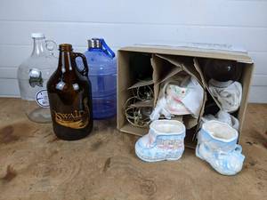 lot 156 image: Water Jugs, Growler Jug, Candle Holders, Vases, and MORE NO SHIPPING