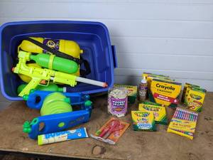 lot 170 image: Super Soaker, Colored Pencils, Crayons and More